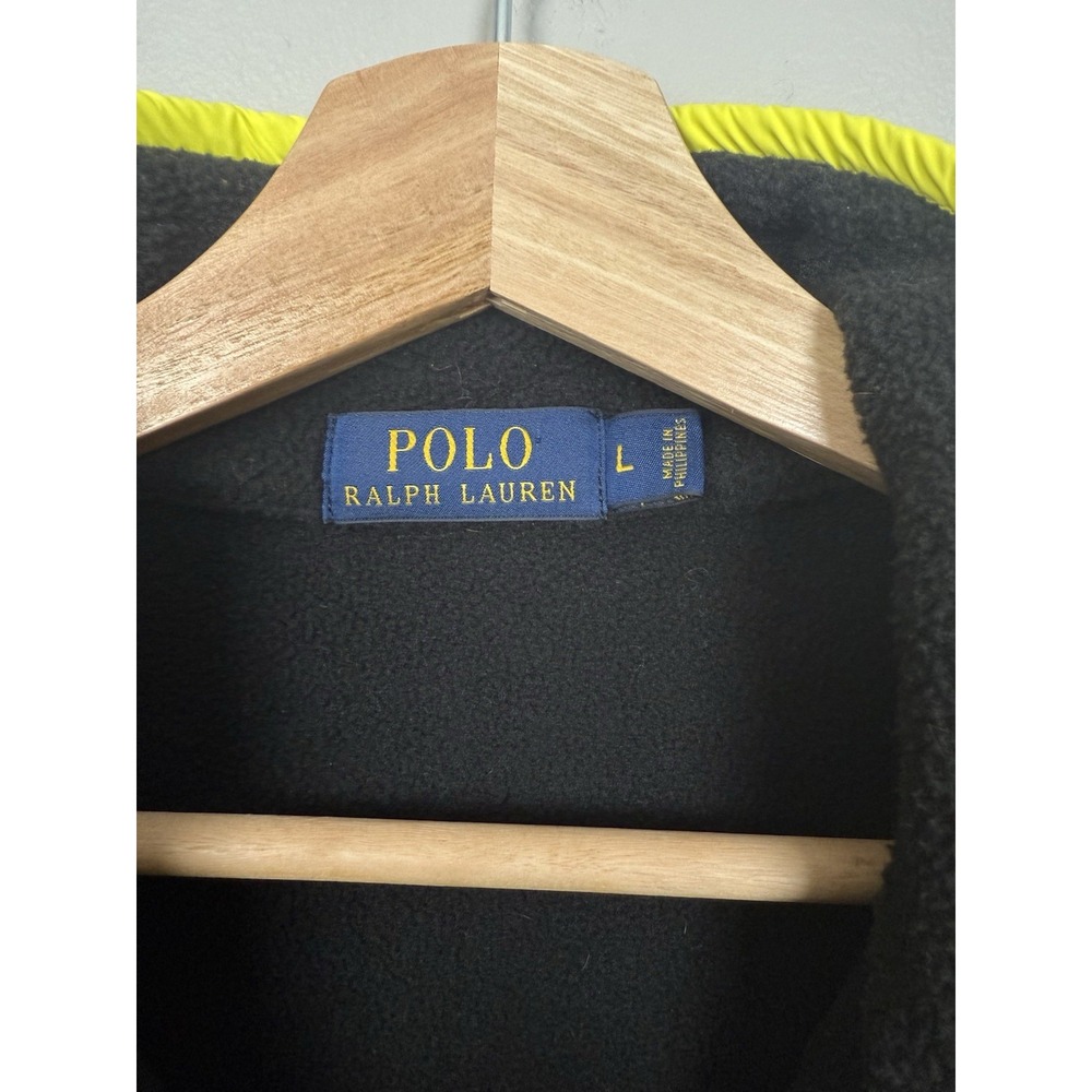 Polo Ralph Lauren Black Fleece Pullover Half Zip Yellow Trim Men's L Streetwear - Picture 6 of 10